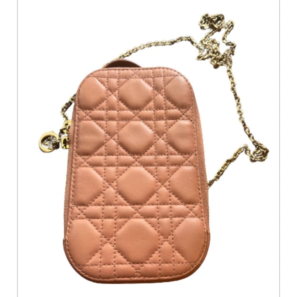✨Lady Dior✨ Phone Holder Ethereal Pink Cannage Lambskin by Christian Dior